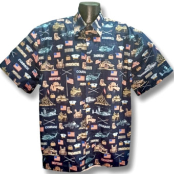 US Marine Corps Hawaiian Shirt- Made in USA- Cotton